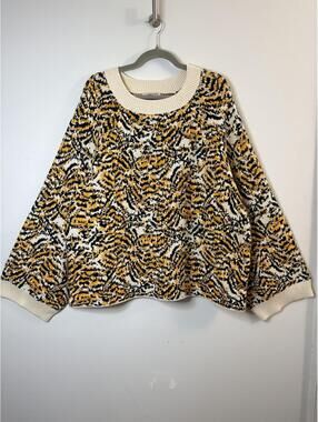 Rachel Comey for Target 4X Animal Print Sweater Cream Black Mustard Plus Size